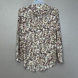 Beachlunchlounge Collection Womens Floral Long Sleeve Collared Button Up Top L